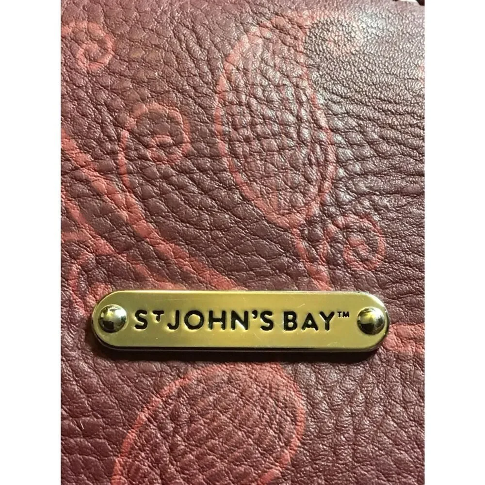 St John’s Bay Women's Floral-Embossed Shoulder Bag in Burgundy